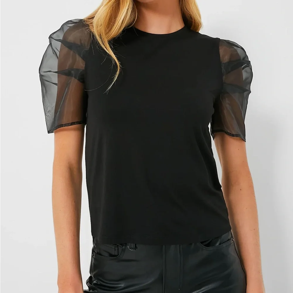 HYACINTH HOUSE
Black Tulle Sleeve Darby Blouse - Picture 1 of 11